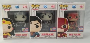 2021 SDCC SE EXCLUSIVE FUNKO POP ASIA DC WONDER WOMAN THE FLASH SUPERMAN B&W SET - Picture 1 of 8