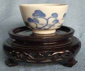 vintage Chinese hand painted teabowl with trees design vgc - Picture 1 of 12