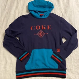 Vintage Herren Gr. M Hoodie Sweatshirt Coca Cola Colorblock Logo - Bild 1 von 9