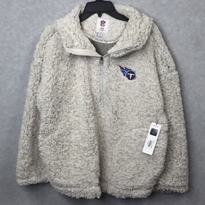 NFL Titans Gray Sherpa Quarter-Zip Pullover Jacket Womens Size Large G III New - Picture 1 of 13