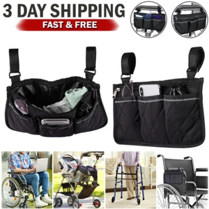 2PCS Wheelchair Side Storage Bag Organizer Holder Chair Armrest Pocket Pouch US - Picture 1 of 13