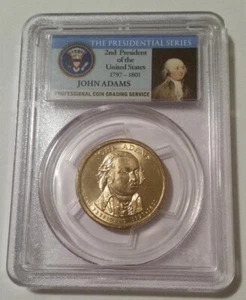 2007 P Adams Presidential Dollar Error Dbld Edge Lettering Inverted MS64 PCGS - Picture 1 of 2