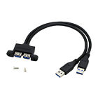 30cm Dual USB 3.0 A Male to USB 3.0 Female Extension Cable Panel Mount Adapter f