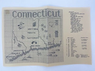 Sue Hillis Designs Map of CONNECTICUT Counted Cross Stitch Pattern SHD Map - Image 1 of 2