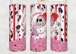 Valentine’s Day Skull Hearts Design Stainless Steel Skinny 20oz Tumbler - Picture 1 of 1