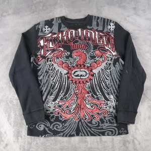 Y2K MMA Ecko Unltd Waffle Knit Thermal Long Sleeve Shirt Medium M Black Grunge - Picture 1 of 15