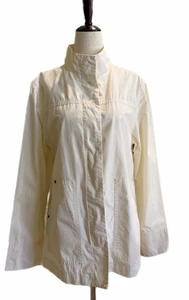 Chaqueta DKNY Mujer Talla M Algodón Crema Botón Frontal Cuello Alto Manga Larga - Imagen 1 de 11