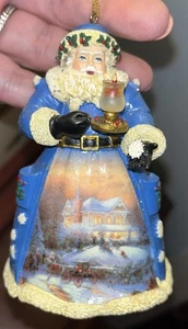 Vintage Thomas Kinkade Weihnachtsschmuck alte Welt Weihnachtsmann mit Öllampe hängend - Bild 1 von 5