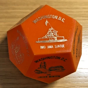vtg WASHINGTON DC 12-sided Paperweight Souvenir * Orange 3" Dodecahedron VG++ - Picture 1 of 8