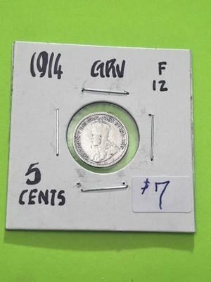 1914 Canada 5 Cent George V  Sterling Silver Nickel   AG. Trending At $6.50 - Image 1 of 3