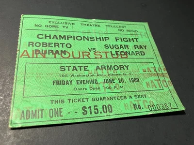 Sugar Ray Leonard Roberto Duran Boxing Championship Ticket 6/20/80 Telecast,Rare - Image 1 of 2