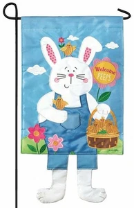 Aplique doble bandera de jardín Crazy Legs conejo de Pascua - Imagen 1 de 1