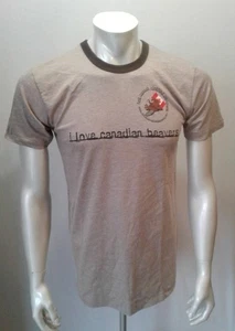 I love Canadian Beavers Hot Canuck Clothing Men's S/S Crew Neck T Shirt Size M - Picture 1 of 6