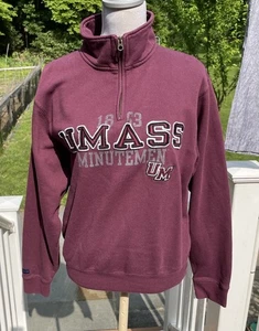 Vintage 2009 UMass Jansport 1/4 Zip Pullover Spellout Sweatshirt - Maroon Small - Picture 1 of 11
