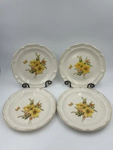 Butterfly Sangostone Dinner Plates Yellow Orange 10 1/2 In #2311 Korea Set Of 4 - Picture 1 of 9