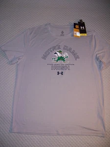 T-shirt uomo Under Armour Fighting Irish Notre Dame Large grigia nuova con etichetta uomo - Foto 1 di 2