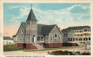 1920 MARYLAND POSTCARD: VIEW OF EPISCOPAL CHURCH & RECTORY, OCEAN CITY, MD - Picture 1 of 2