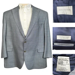 Jack Victor Blazer 48R Unstructured Light Blue Gray Wool Super 110s Sport Coat - Picture 1 of 15
