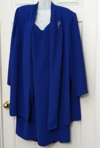 Dressbarn Women's Dress Sleeveless With Attached Jacket Size 20W Blue . - Picture 1 of 17