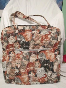 Katzen Katzen Tragetasche gesteppt Reißverschluss Fronttasche Schultertasche 20x18x2,5 - Bild 1 von 4