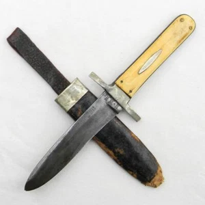 George Wostenholm Sheffield 1860-1880th small IXL Bowie knife, orig sheath - Picture 1 of 11