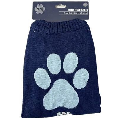 1 Gap Dog Sweater, Gap Logo Paw Print, Navy Blue, Sky Blue, Med. Pet Clothing - Image 1 of 4