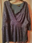 Chicwe Dark Forest Green Lace Top Women's 4X Plus Size Low Cut Blouse 