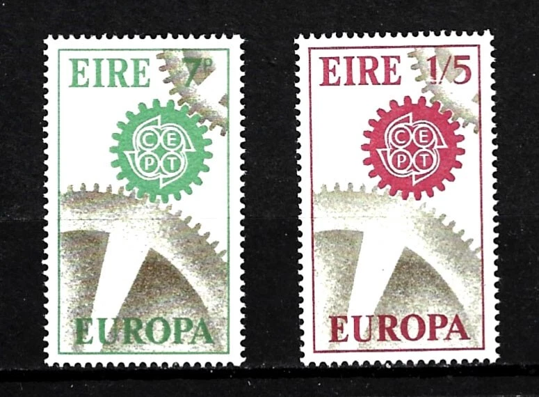 IRLANDA, SCOTT # 232-233, JUEGO DE 2 RUEDAS DENTADAS MLH EUROPA, AÑO 1967 Foto 1 de 1