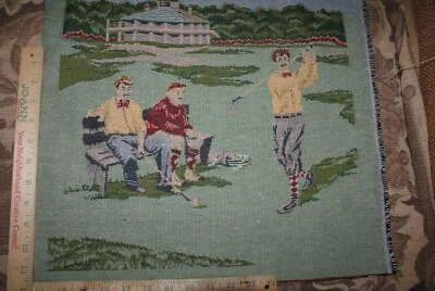 Panel de almohada de tela de tapiz deportes moda antigua golf verdes panel de tela 18x18"  Foto 1 de 2