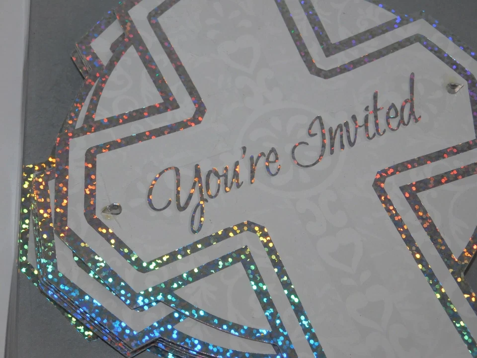 Cristiana Brillante Cruz Invitaciones 8 Pk Bautizo Boda Bautizo Foto 1 de 4