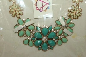 NEW! AMRITA SINGH Turquoise Gold Statement Bib Necklace NKC9203 Boxed - Picture 1 of 6