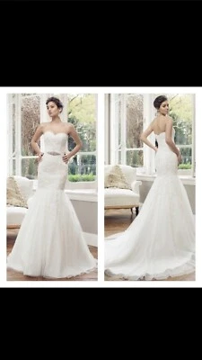 Vestido de novia de sirena de diseñador Mia Solano en encaje marfil con plata/cuentas/lentejuelas Foto 1 de 4