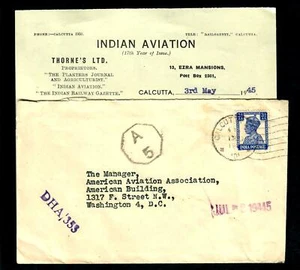 Lot3i Cover-Letter India 1945 Indian Aviation Calcutta to American Av. Asoc. D C - Picture 1 of 2
