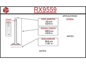 Engine Exhaust Valve ITM RX9559 fits 93-01 Honda Prelude 2.2L-L4 - Picture 1 of 2