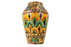 Italian Dresser Pottery Vase Arts Crafts Incised Fan Decoration Circa 1800s - Picture 1 of 9
