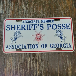 Vintage Georgia Sheriffs Posse Nummernschild Pferde rot blau weiß  - Bild 1 von 10