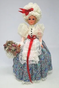 Vtg Italian Doll Figure Flirty Eyes Sewn On Handmade Clothes Basket Italy 10" - Picture 1 of 22