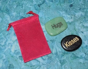Bolso de piedras preciosas de meditación inspiradora abrazos y besos NUEVO negro obsidiana aventurina - Imagen 1 de 3