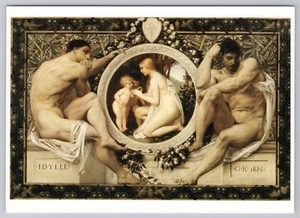 Idílica pintura al óleo de Gustave Klimt en la postal de los museos de la ciudad de Viena - Imagen 1 de 2