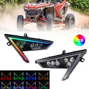 RGB LED Headlight DRL Turn Signals for Polaris RZR PRO XP 4 RZR Turbo R 2021-23 - Picture 1 of 12