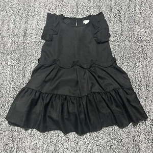 Gymboree Toddler Girls Black 4 Solid Black Ruffle Short Sleeve Holiday Dress - Picture 1 of 8