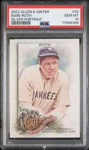 2022 Topps Allen & Ginter 42 Babe Ruth Silver Portrait PSA 10 New York Yankees - Picture 1 of 2