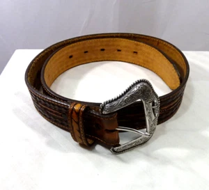 Silver Creek Collection   Size 32 Brown Leather Belt w/Silvertone Hardware-USA - Picture 1 of 6