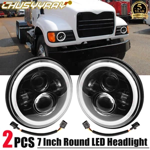 Pair 7" inch Round Led Headlights Hi/Lo Beam for Mack Granite CV713 Dump Trucks - Picture 1 of 12