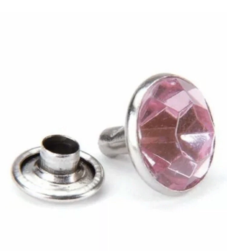 1  pack of 100  Light Pink 10mm synthetic Crystal Rivets - FREE SHIPPING! - Image 1 of 1