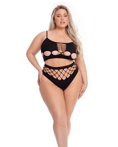 Pink Lipstick Queen Neon Dreams Bra with High Waist Thong Body Set Black - Picture 1 of 2