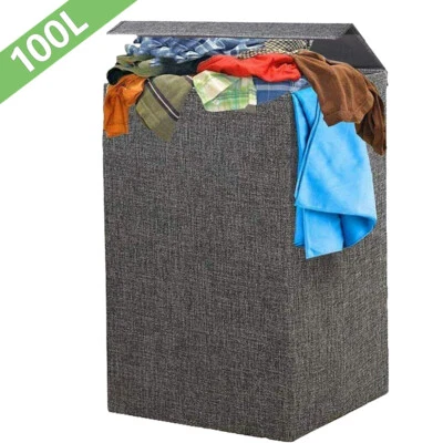 Wäschekorb mit Deckel Wäschesammler Wäschebox Wäschetruhe Laundry Hamper 100L DE - Bild 1 von 4