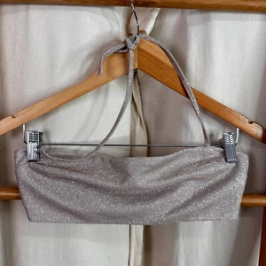 Princess Polly Crop Tube Top Womens 8 Silver Glitter Halter Neck Camisole - Picture 1 of 10