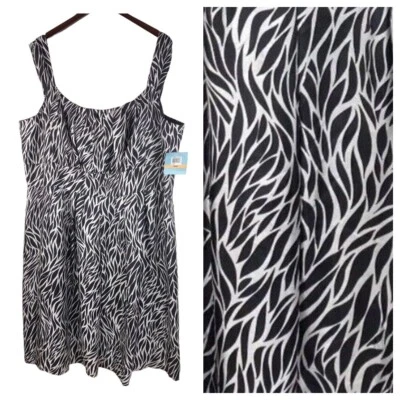 New Suzi Chin Maggy Boutique 24W 3X Dress 100% SILK Black White Slvlss CHIC    L - Image 1 of 4