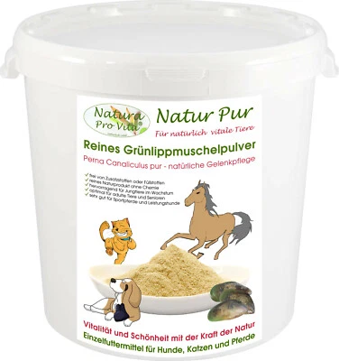 NATURA PRO VITA Grünlippmuschel Pulver Katze Vollfett gut für Gelenke Knochen Sehnen Haut 1kg